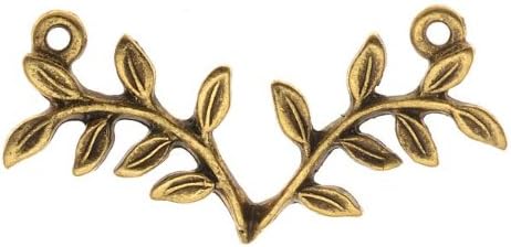 Nunn Design Antiqued 24kt Gold Plated Pewter Fern Connector Bar 33mm (1)
