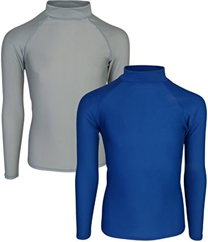 Ingear Swim Boy’s Long Sleeve Rash Guard UPF 50+ Shirt (2 Pack) Royal/Silver, Medium/8