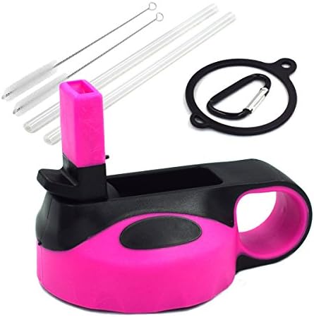 Vanteen Straw Lid Set for Hydro Flask Wide Mouth Sports Water Bottle (Pink/Black, 1-Pack)