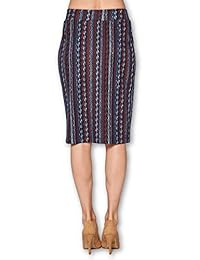 Falda para dama de cintura alta elástica con estampado múltiple (S-3XL), fabricada en EE. UU.