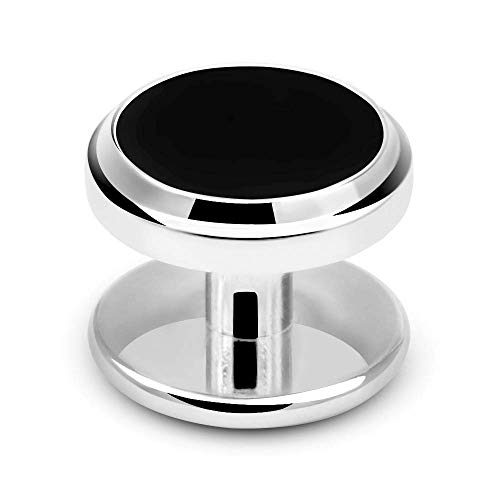VIILOCK Onyx Black Cufflinks and Studs Set for Men Wedding Business Gift Mens Cuff links Set (Silver)