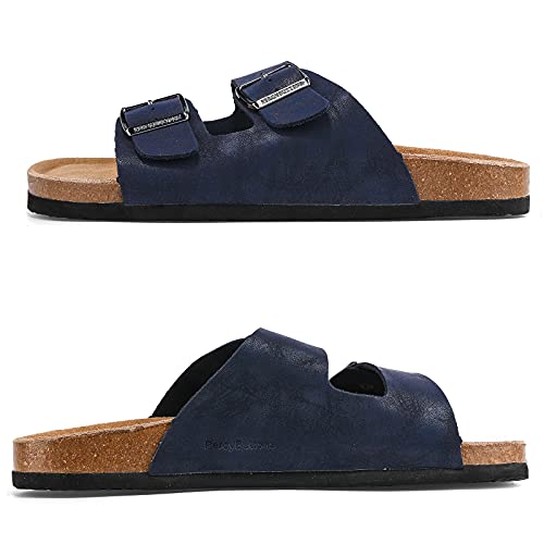 PercyButtons Mens Arizona Soft Cork Footbed Leather Sandals Arch Supprot With Adjustable Buckle
