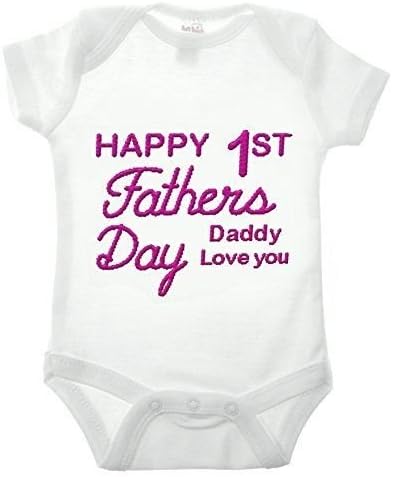 Bullshirt's Embroidered Baby's 1st Fathers Day Babygrow (6-9mths, White (Pink...