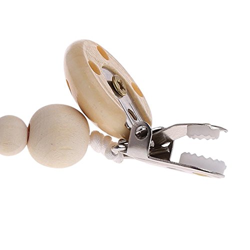 image for Aolvo 5pcs Baby Pacifier Clip Holder for Unisex Baby with Nature Woode