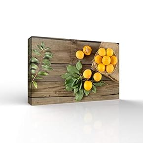 Canvas Wall Art Wooden Background Fruit Canvas Painting Wall Poster Decor for Living Room Wooden Framed Home Decorations - 12x18 inches