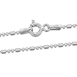 Amberta 925 Sterling Silver 1.2 mm Ball Bead and Bar Chain Necklace 16