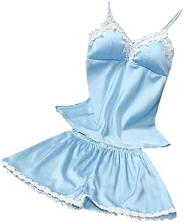 Women's Silky Lace Pajamas Sleepwear Lingerie Camisole Shorts Set