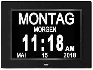 MEISO 8' Digitaler Kalender Tag Uhr Für Demenz Alzheimerkranke/sehschwachen Gelesen Werden. (Alzheimeruhr) Große Zeitanzeige 