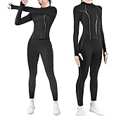 Workout Sets for Women 2 Piece Seamless Long Sleeve Yoga Outfits Active Leggings All Zippy Jacket Gym Set