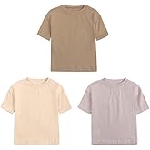 ZFTTZYMX Baby Boys Girls Solid T-Shirts Crew Neck Short Sleeve Casual Tops Toddler Kids Summer Cotton Tees