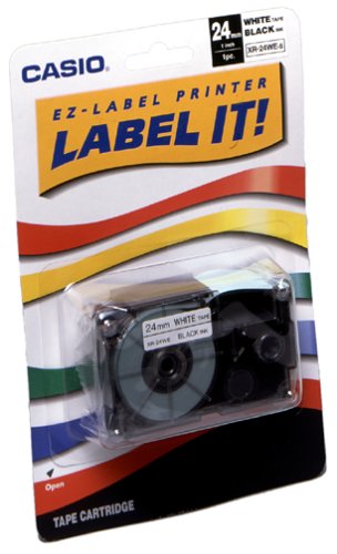 Casio XR-24XS 24mm Labelling Tape for KL-8100 Label Printer (Black on Clear)