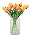 Duovlo 18 heads Artificial Mini Tulips Real Touch Wedding Flowers Arrangement Bouquet Home Room Centerpiece Decor (Sunset)