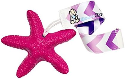 WowieStar and strap bundle - USA FDA Compliant Medical Grade Silicone Baby Teether (Pink - Super Nova) and Purple Strap