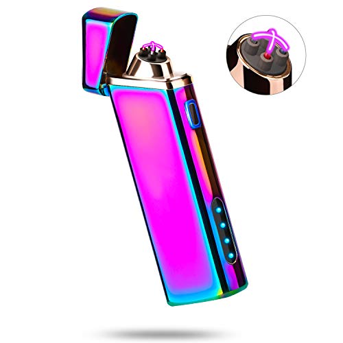 Lighter, Electric Arc Lighter Windproof Lighter Plasma Lighter – USB Rechargeable, Upgraded Battery Indicator – in Multi-Colored