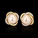 CosyBuy Jewelry 18K Gold Plated Earing with Dangle Hoop Golden Zircon Twist Pearl