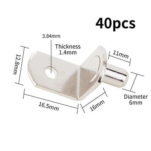 Maexxna 40pcs Shelf Support Pegs, LShaped Metal Shelf Clips