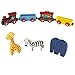 Magnetic Train Toy Wooden Animal Learning Train Set with 4 Trains 3 Wooden Animals for Boys and Girls Toddlers by Hey! Play!