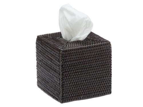 Kouboo square rattan tissue box cover, espresso