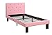 Poundex PU Upholstered Platform Bed, Twin, Pink