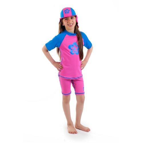 Girls size 2 pink/blue sun uv protective rashguard swimsuit swim …