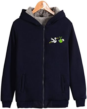 Huiyingjieyi stork carrying a newborn baby Women's Casual Zip Up Hooded Coats Jacket Fleece Sweatshirts For Men