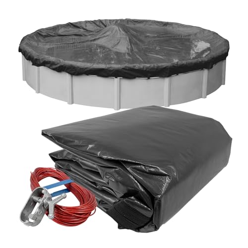 Pool Mate 18ft Premium Charcoal Winter Pool Cover for Above Ground Pools, 4ft O…