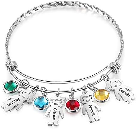 Mom Personalized Charm Bangle Bracelets 