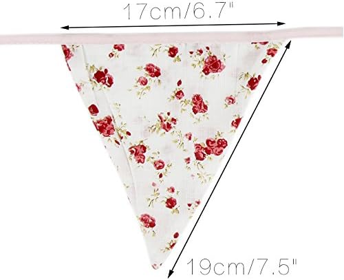 G2PLUS 36PCS Double Sided Fabric Bunting, 10M Purple and Red Floral Cotton Banner - Image 4