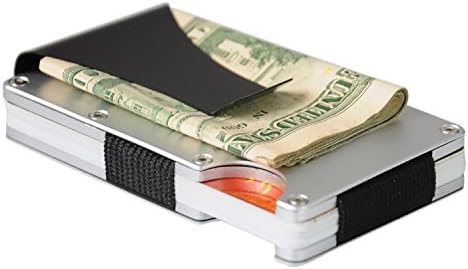 ATEKKI Aluminum Metal RFID Blocking Slim Minimalist Wallet with Money Clip, Business Bank Credit Card Holder and FREE EBOOK (Silver)