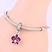 SOUKISS Fushcia Orchid Charms 925 Sterling Silver Charms with Cz Stone and Enamel for European Charms Bracelet