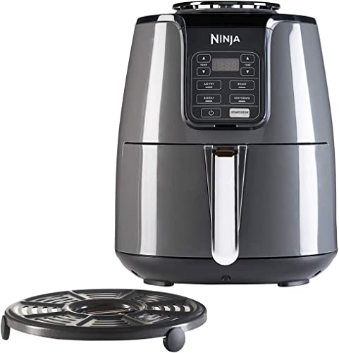 Ninja Friteuse Air [Af100Eu] 4 Modes De Cuisson, Air Fry, Rôtissoire, Réchauffage, Déshydratation, Céramique Anti-Adhésive, 4,4 L, 1550W, Gris/Noir
