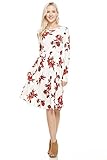 Modest Shop LA MSLA7758 Floral Pleated Midi Dress With Pockets, Long Sleeve