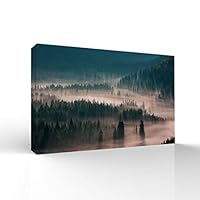 signwin-Canvas Wall Art-Fog in The Forest -Canvas Prints Home Artwork Decoration for Living Room,Bedroom - 12x18 inches
