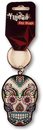 Sugar Skull Lace Design Metal Key Chain