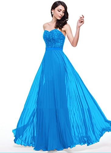 Loffy Women Sweetheart Long Bridesmaid Dress Evening Prom Gowns Ocean Blue Size 4