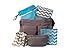 J.L. Childress Diaper Bag Organizing Pouches - Travel Organizer for Baby Accessories & Toiletries, Packing Essentials for Purse & Backpack, Waterproof Wet Bag, Personal Clutch - Set of 5, Grey/Chevron