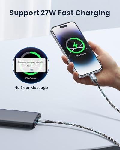 RAVIAD USB C Lightning Cable 1 M, MFi-Certified, iPhone Charging Cable, Power Delivery, Nylon Type C Charging Cable for iPhone 14/13/13 Pro/13 Pro Max/13 Mini/12/12 Pro Max/12 Mini/11 Pro/X/XS/XR/8/SE