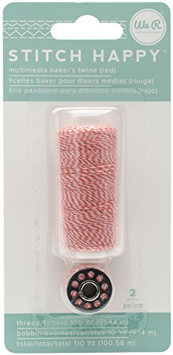 American Crafts 663032 We R Memory Keepers Stitch Happy 2 Piece Specialty Sewing Thread Baker's Twine, Red