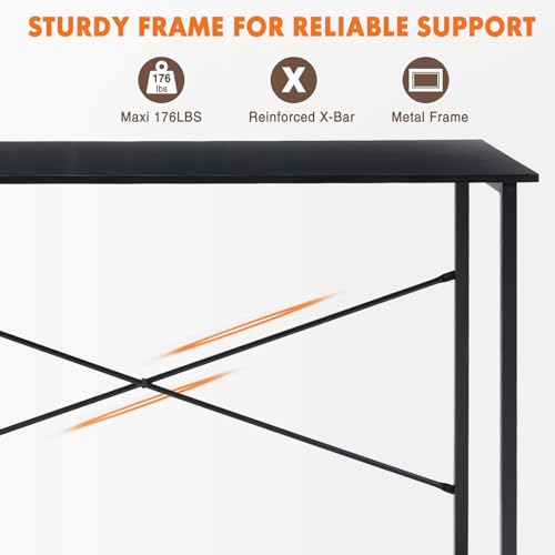 Sweetcrispy 32 Inch Computer Office Desk for Small Spaces, Writing Gaming Work Desk Modern Study Table with X-Shaped Reinforcement for Home Bedroom, Black