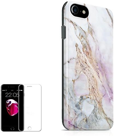 iPhone 7 Case,iPhone 8 Case (4.7 inch) Obbii Unique Nature Marble Design Hybrid Slim Hard Shell+ Inner TPU Protective Durable Cover Case with Clear Screen Protector for iPhone 7/8