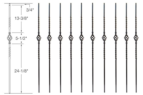 UPC 084282483560, Iron Balusters - Single Basket - Hollow - 44&quot; Tall - 1/2&quot; Square - Box of 10 (Oil-Rubbed Copper)