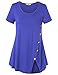 Vivilli Women Tunic Tops, Short Sleeve Crew Neck Curved Hem Split Side A Line Loose Blouse T Shirts Blue X-Large