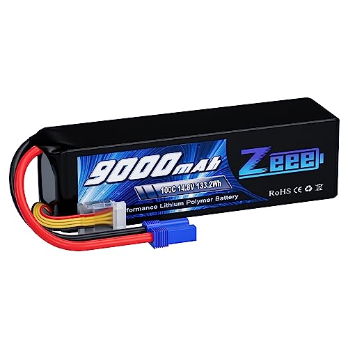 Zeee 4S Lipo Battery 9000mAh 14.8V 100C RC Lipos EC5 Connector with