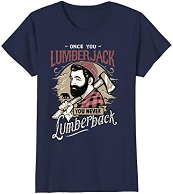 Womens Lumberjack T-Shirt Hipster Mountain Man Flannel Axe Tee Small Navy