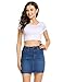 Chigant Womens Stretch High Waisted Short Mini Denim Skirt Jean Skirts Dark Blue
