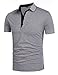 Coofandy Mens Short Sleeve Casual Striped Collar Slim Fit Polo Shirts Grey Large, Grey, Large