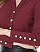 Allegra K Women Single Breasted Long Sleeve Button Decor Cuffs Shirt XL Burgundy