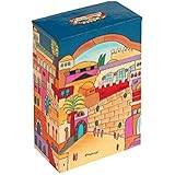 Yair EmanuelTzedakah Charity Box Handpainted Jerusalem Design Wood 5 inch TZS-1
