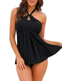 Luvamia traje de baño plisado de dos piezas con corbata frontal y tirantes