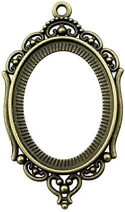 WYSIWYG 8 Pieces Cabochon Cameo Base Tray Bezel Blank Accessories Parts Hollow Simple Single Side One Hanging Inner Size 30x40mm Oval Glass cabochons